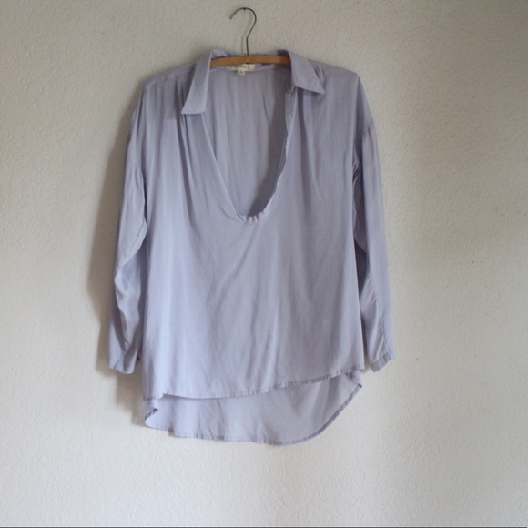 Plunge V neck long sleeve top - Picture 4 of 8